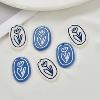 acrylic resin fashion oval tulip flowers charms 2pcslot for diy fashion drop earrings jewelry making finding accessories