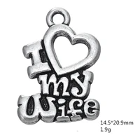 i love my wife charm pendants jewelry making finding diy bracelet necklace earring accessories handmade tools 3pcs