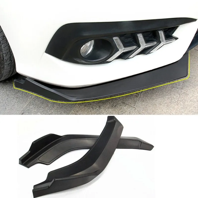 

Car Front Bumper Lip Splitter Fins Body Spoiler Canards Valence Chin for Civic two pcs(R+L)