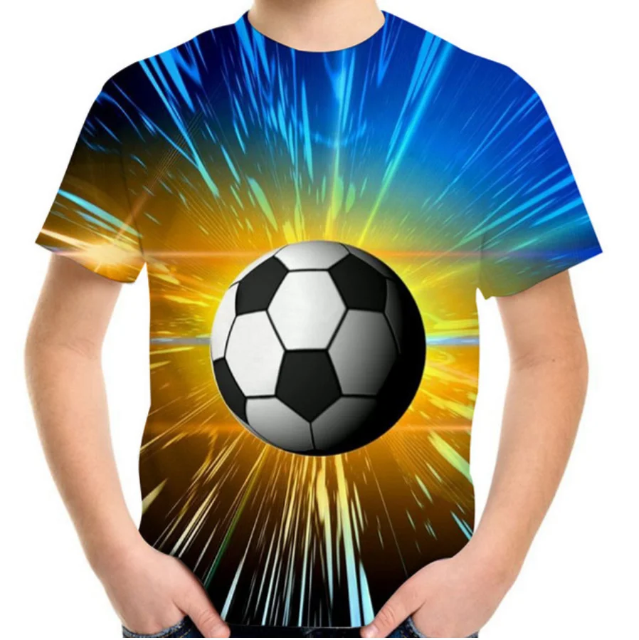 

Cool Sports Football School T-shirts For Children Casual Fashion Streetwear Hip Hop T-shirts O-neck 3D Print Boys Girls Tees