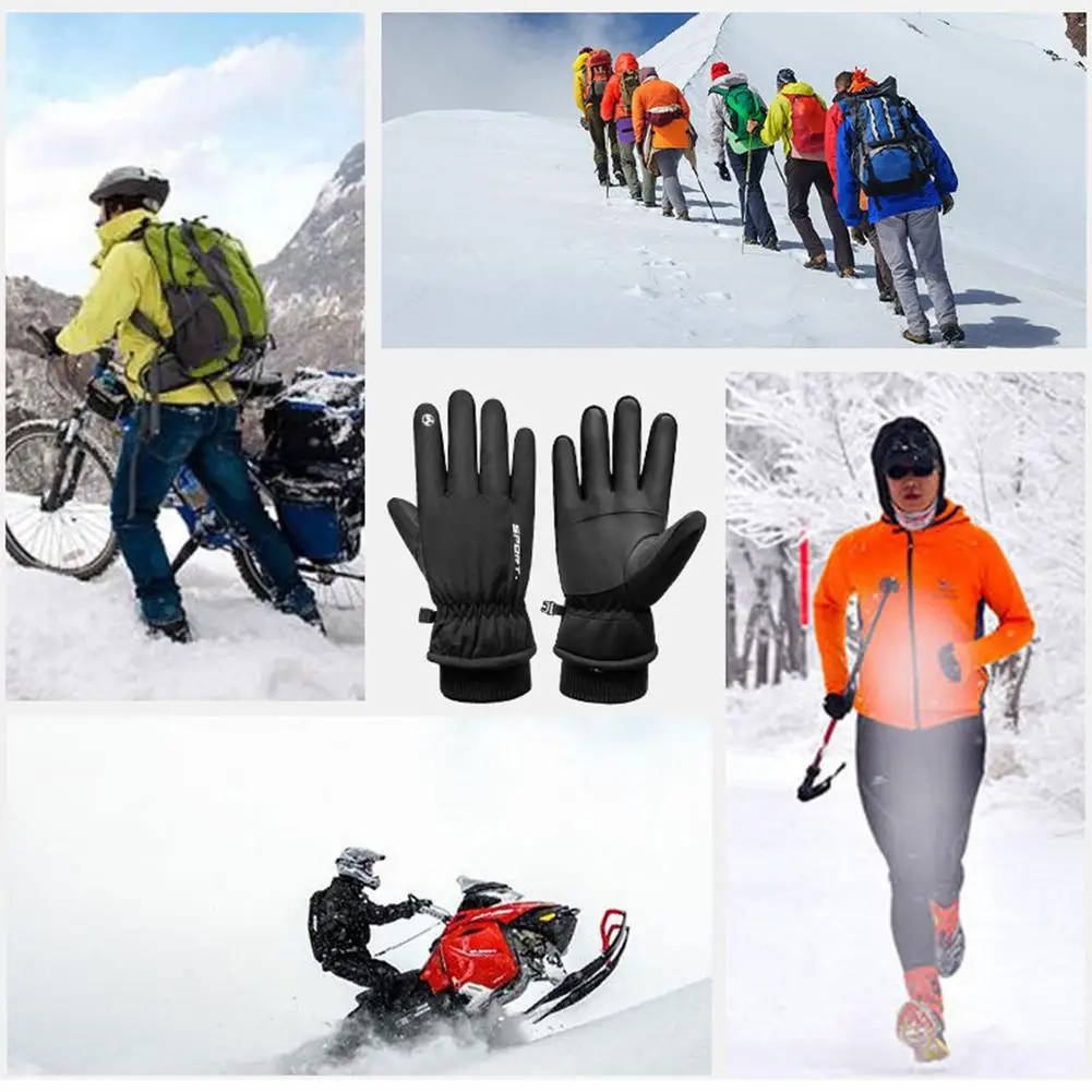 

Touchscreen Velvet Motorcycle Gloves Winter Waterproof Warm Full Fingers Ski Gloves Comfortable Black Guantes Moto Gant Moto XL