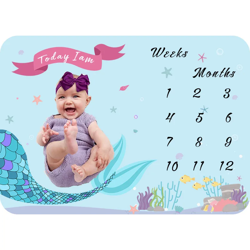 

Flannel Infant Baby Birth Milestone Blanket Celebrate Memory Photo Props Play Mat Kids Today I am Backdrop Accessories