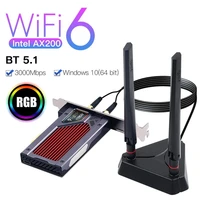 wireless 3000mbps pcie dual band adapter intel ax200 wi fi 6 bluetooth 5 1 network wifi card 802 11acax 2 4g 5g rgb desktop pc