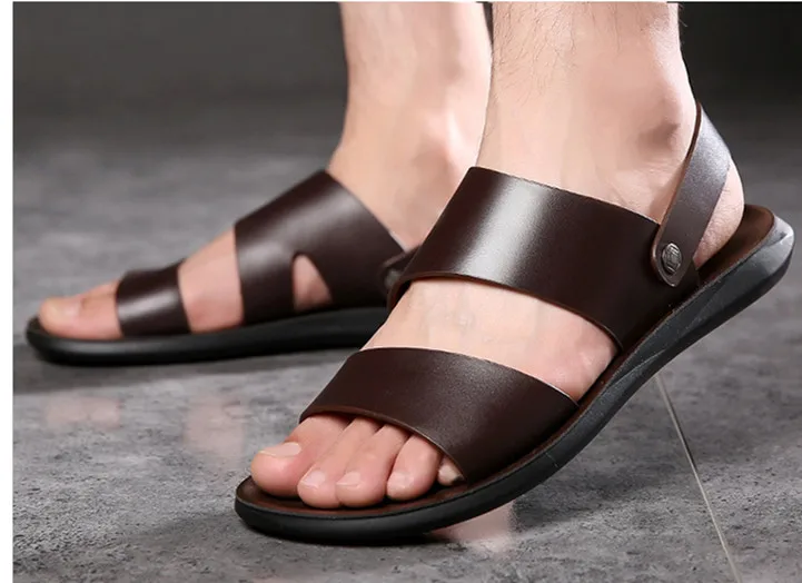 Сандалии мужские из телячьей кожи модные но функциональные Классические