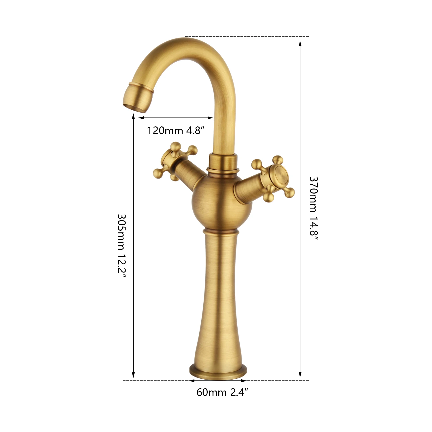 Смеситель для ванной KEMAIDI античная латунь 2 ручки крепление на раковину |