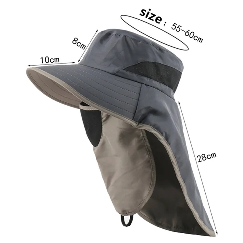 

XdanqinX Summer New Anti-UV Bucket Hat For Men Women Novelty Face Mask Shawl Neck Protector Beach Hats Anti-mosquito Fishing Cap