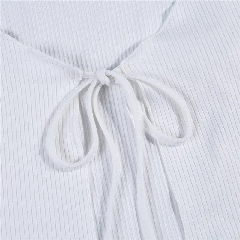 

Women Knitted Summer Sexy Plunge V-Neck Women Tops Lace Up Female Tee Shirts Solid Long Sleeve Tops Tee Streetwear Solid Color