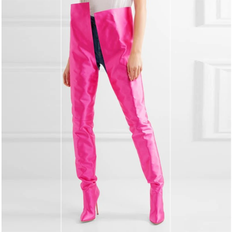 Real Photo Stiletto Leather Women Thigh High Crotch Boots Pointed Toe Sexy Ladies Heel Runway Trendy Shoe Woman Overknee | Обувь