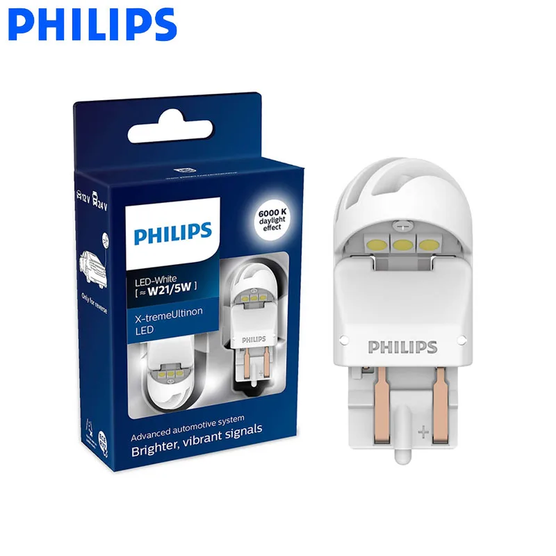 Philips X treme Ultinon светодиодный светильник gen2 W21/5 Вт T20 7443 12 в 6000 К белые автомобильные