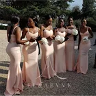 Женское атласное платье подружки невесты, светло-розовое платье на тонких бретельках, платье для свадебной вечеринки, платье для выпускного вечера