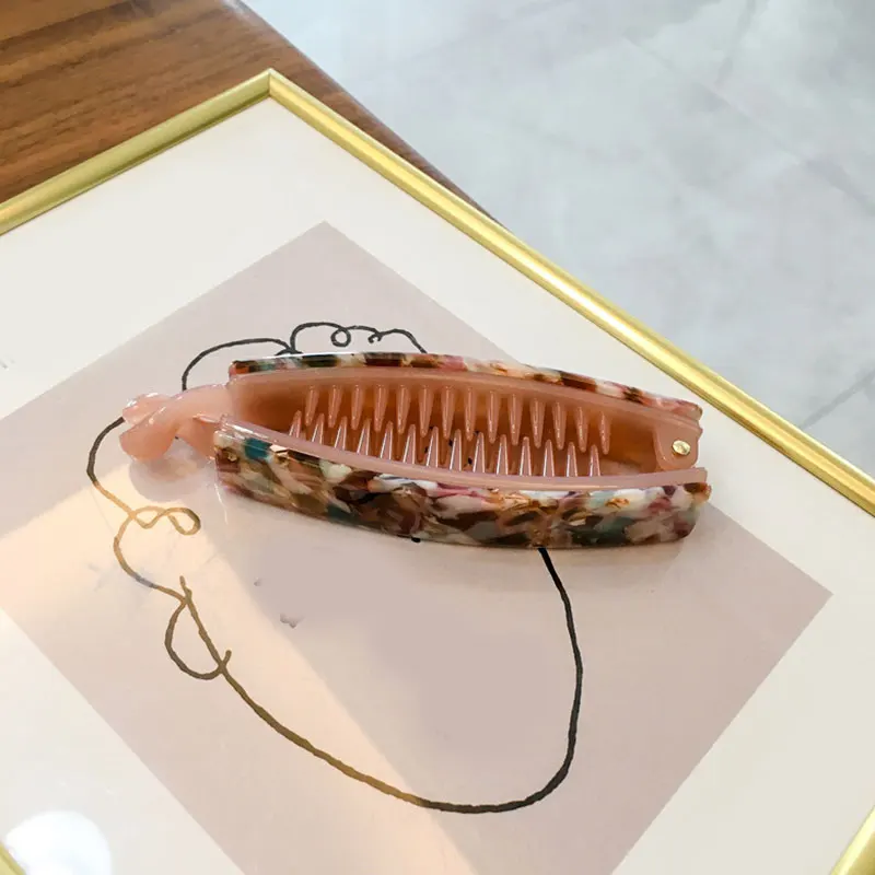 

Marble Leopard Banana Hair Clip Geometric Barrettes Ponytail Holder Hair Accessories Vintage Hair Claw Hairpin Twist Clip