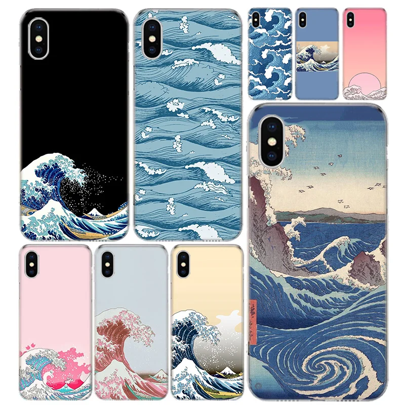 

Japanese wave art Phone Case Cover For iPhone 13 11 Pro 12 Mini 7 8 6 6S Plus + XR X XS MAX SE 5 5S Art Customized Coque Cover