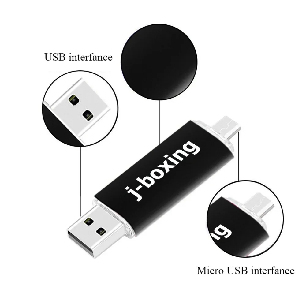 J-бокс OTG USB флеш-накопитель 16 Гб флешки двойной порт Micro USB 2,0 карта памяти черный для Android смартфон ПК Macbook планшет
