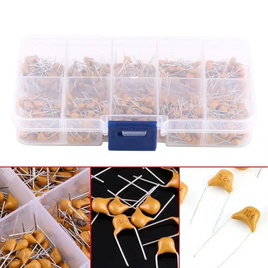 500 шт. 10 видов монолитные многослойные керамические конденсаторы 0 1 мкФ ф с