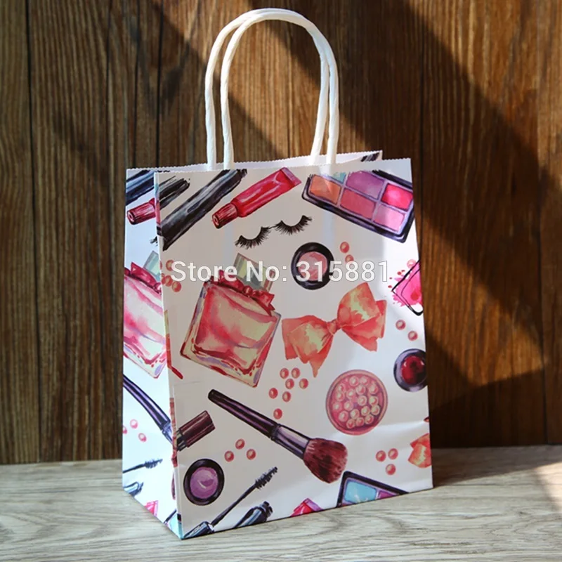 Крафт бумажный мешок бумажные пакеты с косметическим рисунком и ручкой бумажное