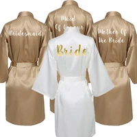 satin silk robes bride bridesmaid robe gown robes women wedding robe dressing gown gold custom text print robe