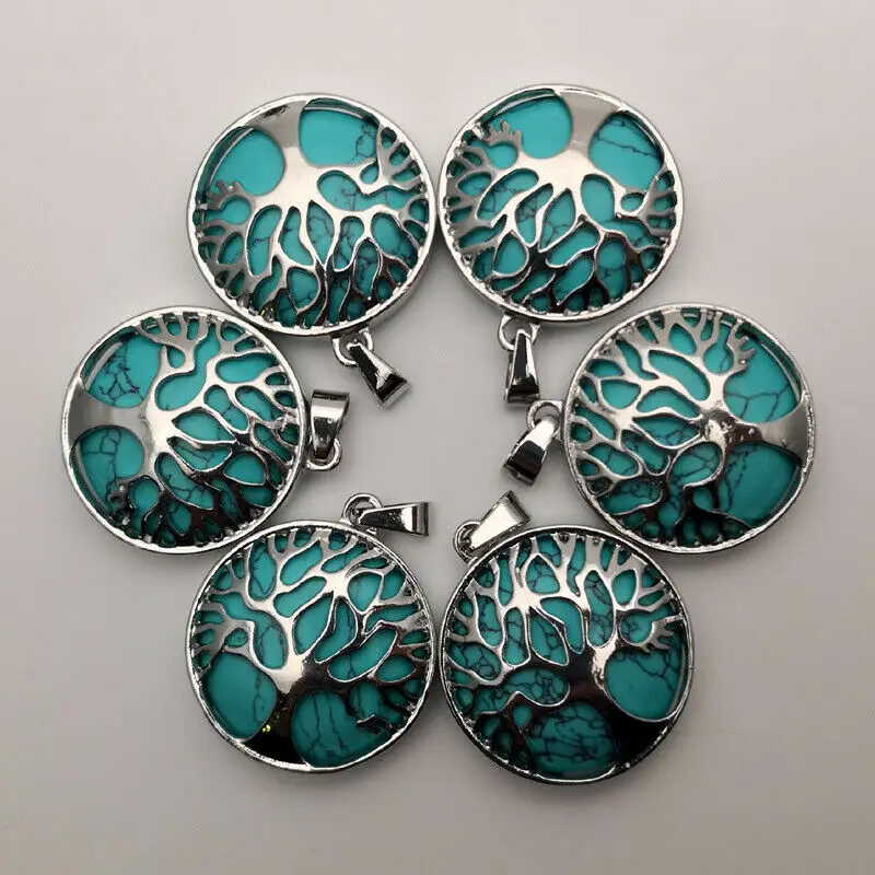 

Модные calaite камень Древо жизни 12/24 шт. Камень Кулон талисман для изготовления ювелирных изделий ожерелье, аксессуары, оптовая продажа