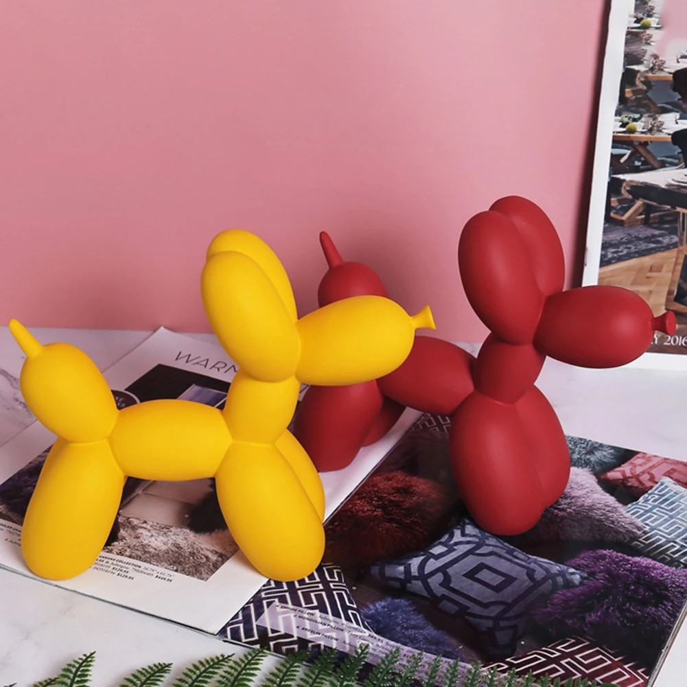 

Ordic Style Cute Balloon Dog Shape Sculpture Home Desktop Living Room Cake Baking Shop Resin Animals Statue Craftwork Decorate