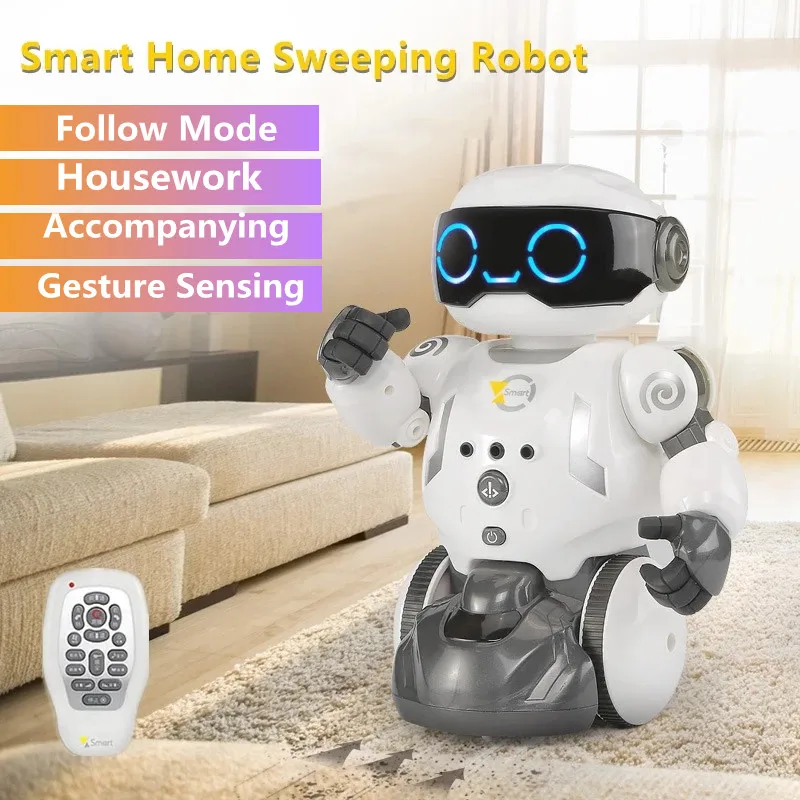 

Gesture Sensing Intelligent Programming Sweeping Robot Vacuum Obstacle Avoidance Follow Mode Sing&Dance Volume Adjustable RC Toy