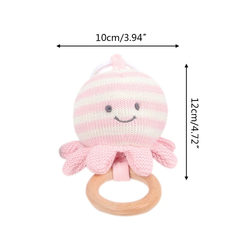 

Baby wooden teeth toy DIY Crochet Octopus rattle baby teeth care training teeth pacifier molar toys newborn shower gift