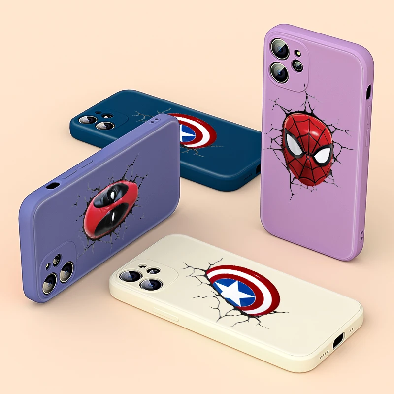 

Liquid Silicone Apple Mobile Phone Case Marvel Superhero Soft Shell For IPhone 13 12 Mini 11 Pro XS MAX XR X 8 7 6S SE Plus