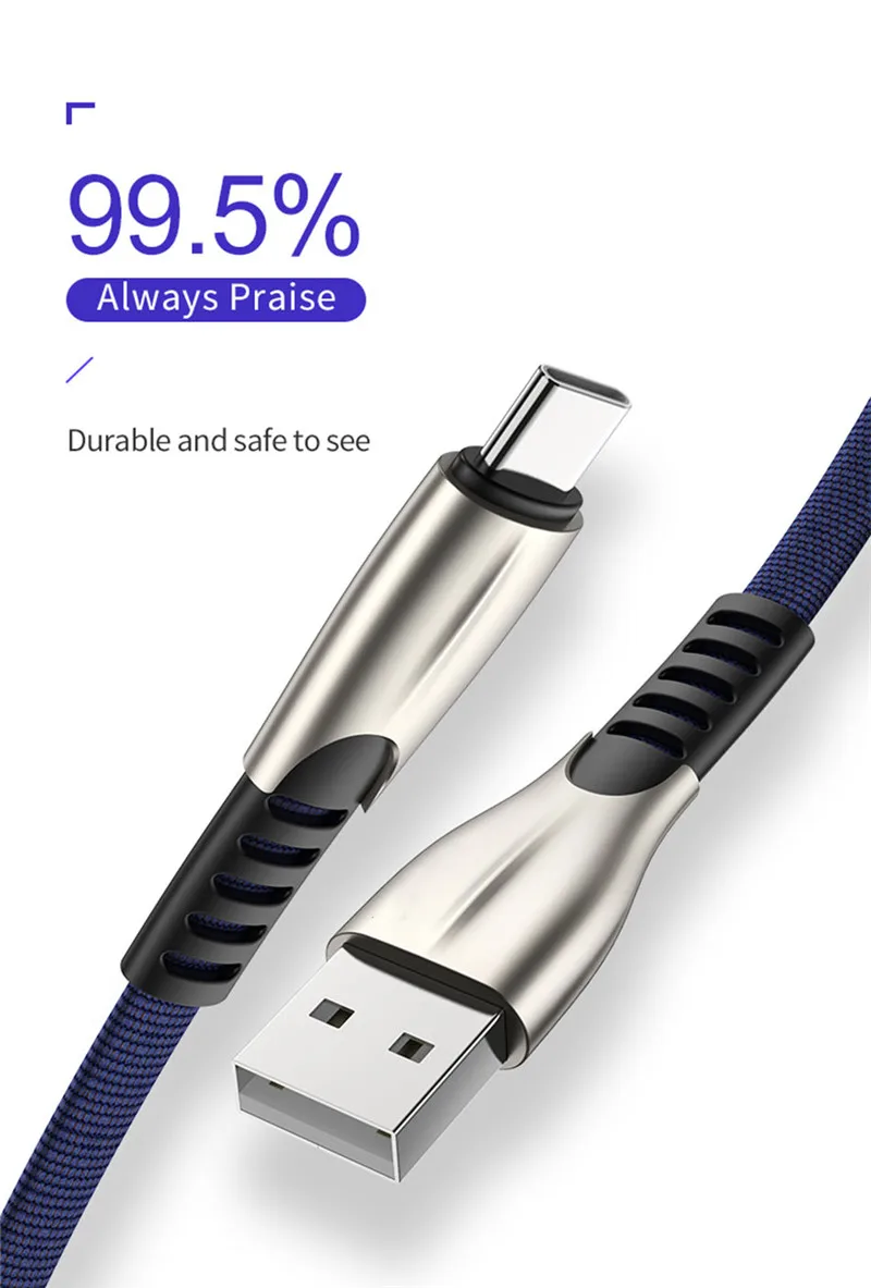 Кабель Usb type C для быстрой зарядки QC 3,0 для Xiaomi mi 9t 9 SE 8 A3 CC9 Red mi note 8 7 K20 Pro 7 QC3.0 плоский кабель