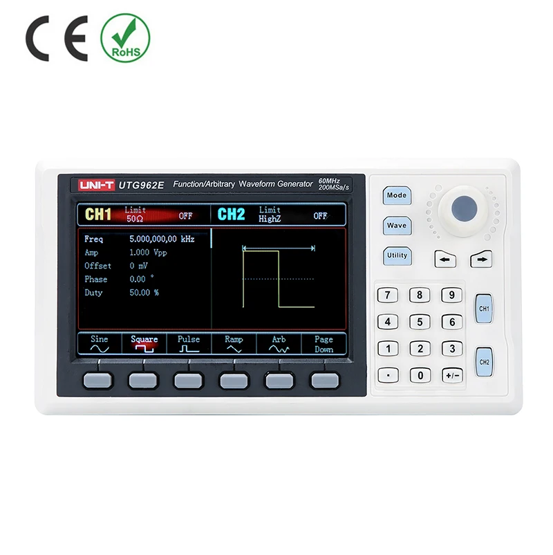 UNI-T UTG932E UTG962E 2-канальный Портативный функциональный/произвольный генератор импульсов волн 30 МГц/60 МГц измеритель частоты 4,3 