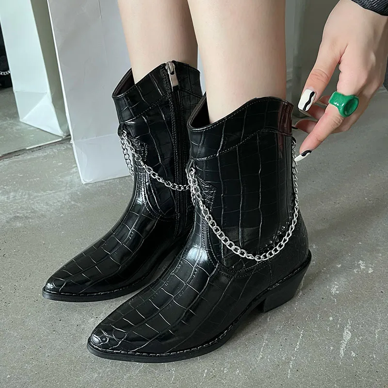 Модные ковбойские ботинки в западном стиле брендовые новые зимние челси с острым