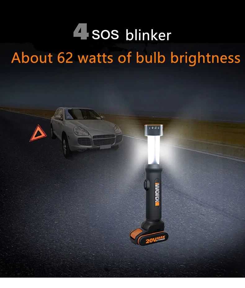 Worx wx027 наружное освещение, домашняя литиевая перезаряжаемая, многофункциональная телескопическая, настольная лампа, походная лампа в палатку