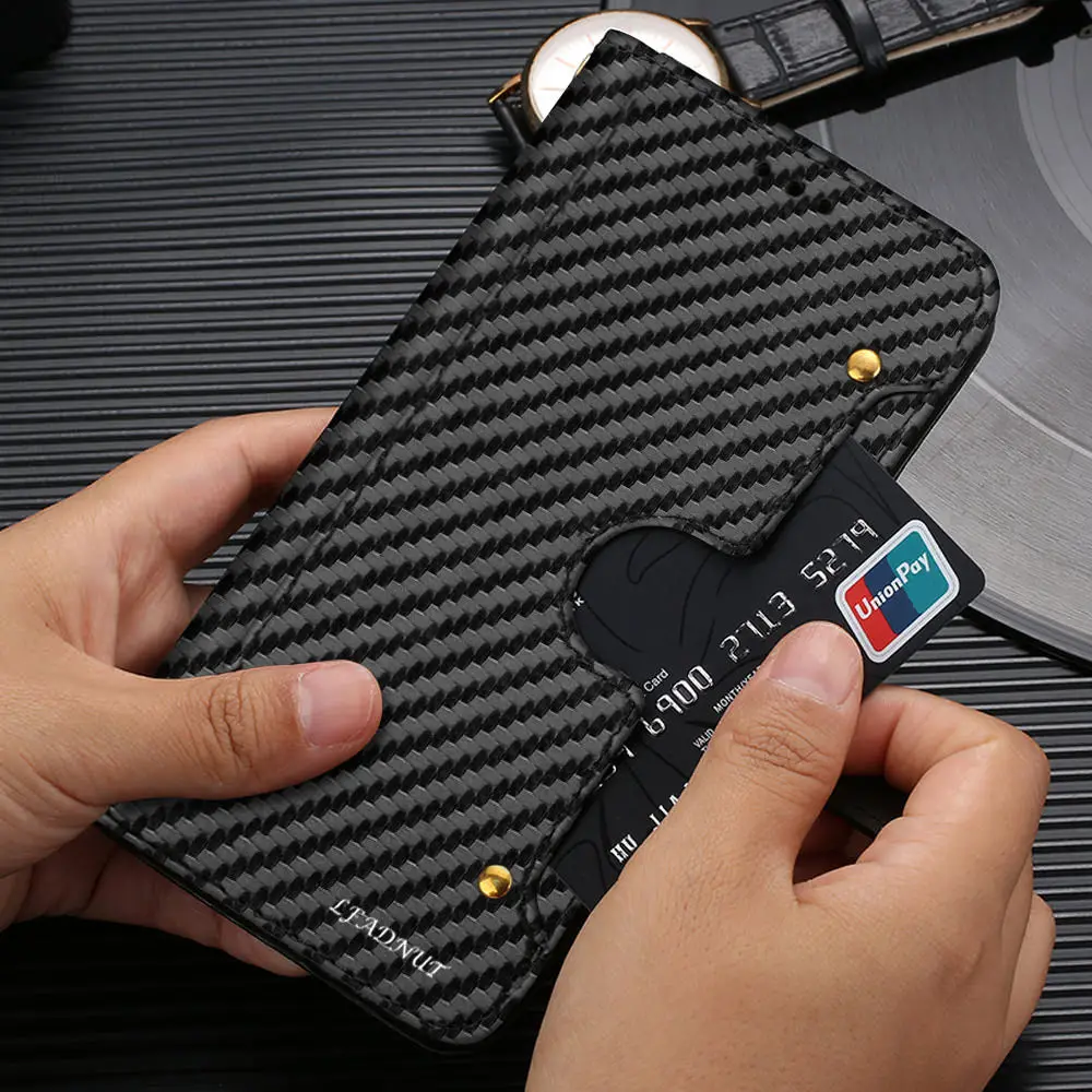LLZ. COQUE карбоновый кошелек чехол для телефона для samsung Galaxy S9 Plus S10 S7 Edge противоударный флип Слот для Карт Кожаный чехол для samsung S8