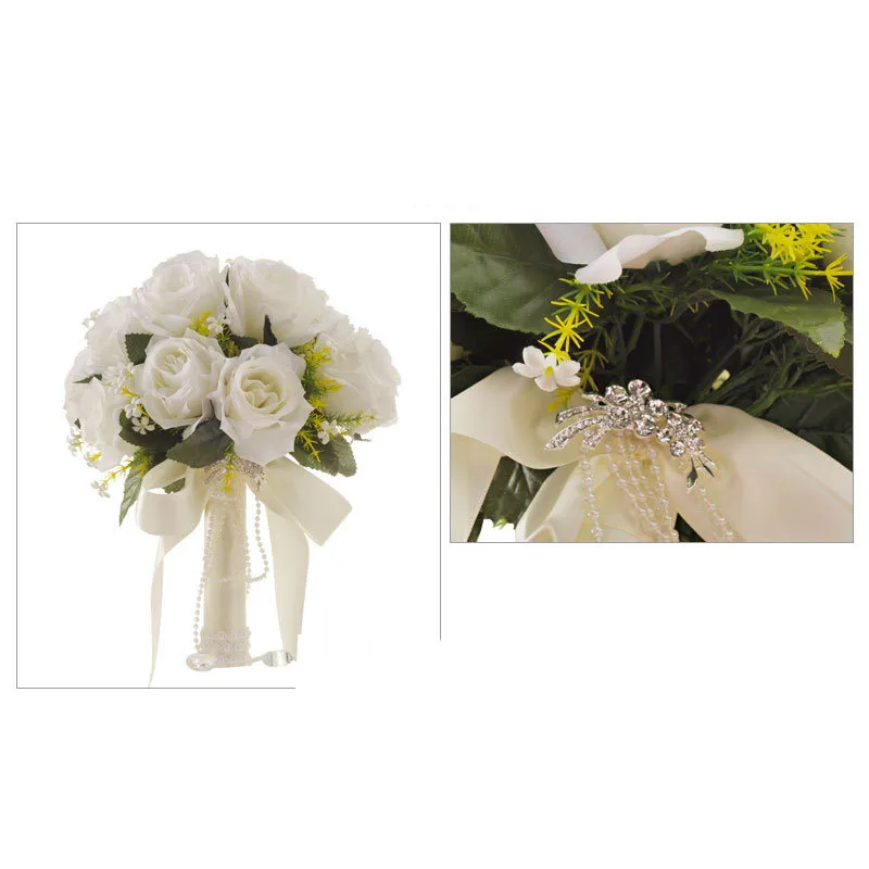 

Свадебные цветы, букет невесты с лентой Стразы ручной работы, продажа цветов