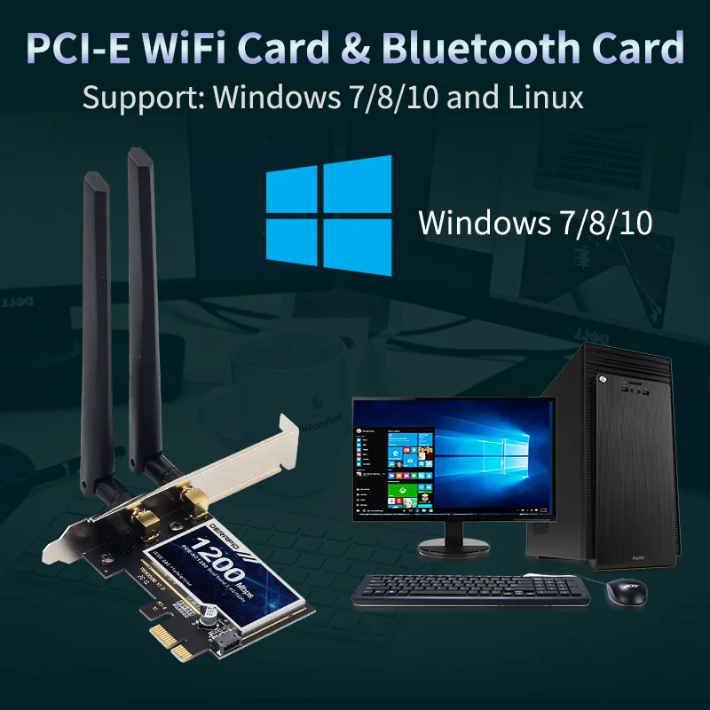 PCI Express Wi-Fi  PCI-E   Wi-Fi 6 Intel AX200 2, 4G/      Windows 10