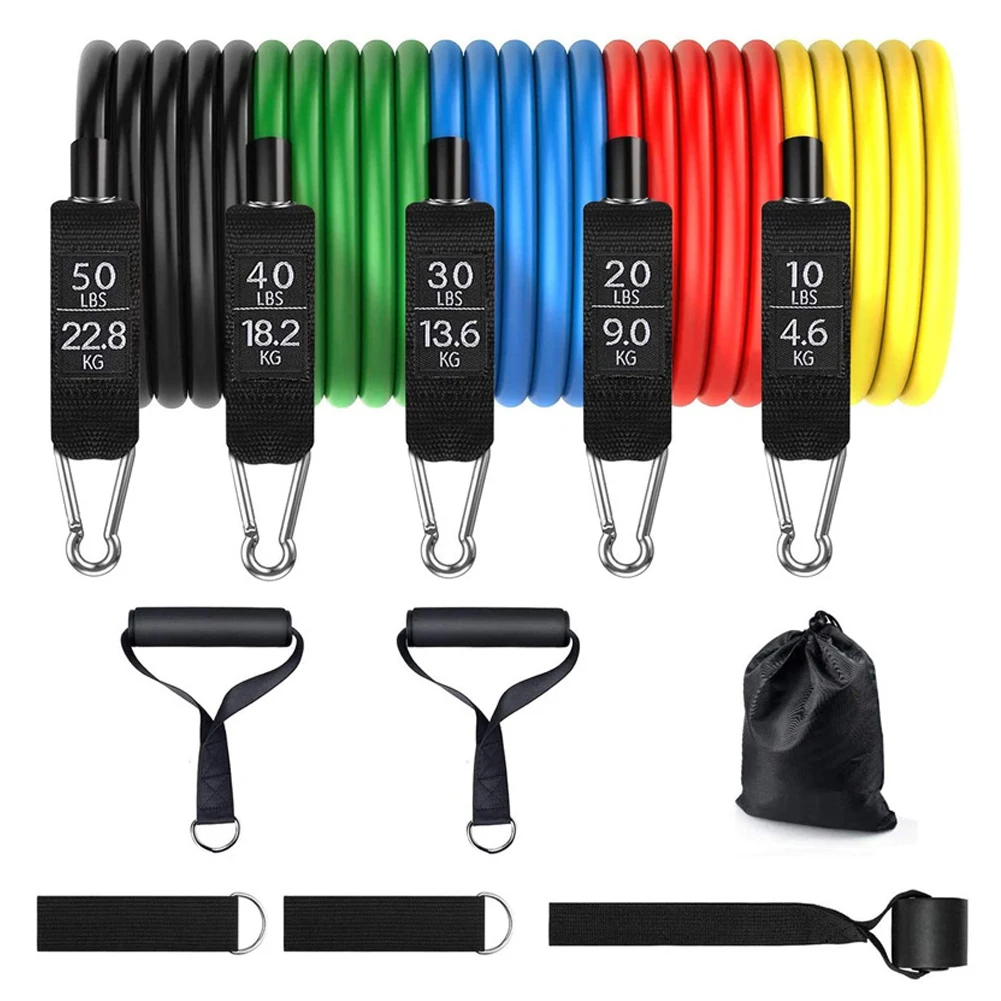 

11Pcs Elastici Fitness Set Fasce Elastiche Fitness di Resistenza Bande Elastiche Resistenza da 150LB Elastici Ginnastica 5 Li