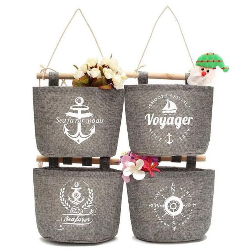 Storage Basket Wall-mounted Hanging Bag Waterproof Cotton Linen Sundries Underwear Toy Box Cosmetic Book | Дом и сад