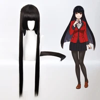 anime kakegurui cosplay wig jabami yumeko black long hair high temperature material woman carnival dressup wig