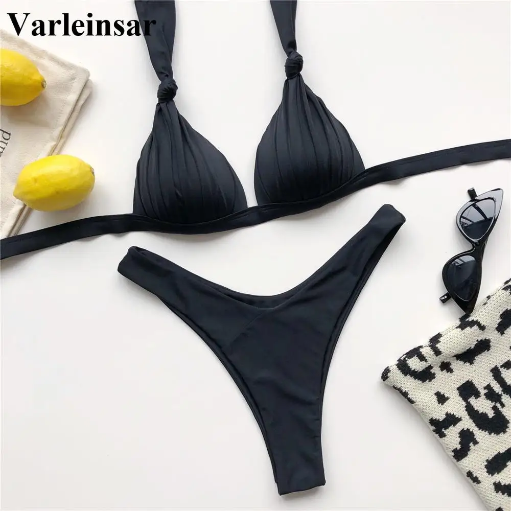New Sexy 2020 Frilled Mid Waist Bikini Women Swimwear Female Swimsuit Two-pieces set Bather Bathing Suit Swim Lady V2149 | Женская