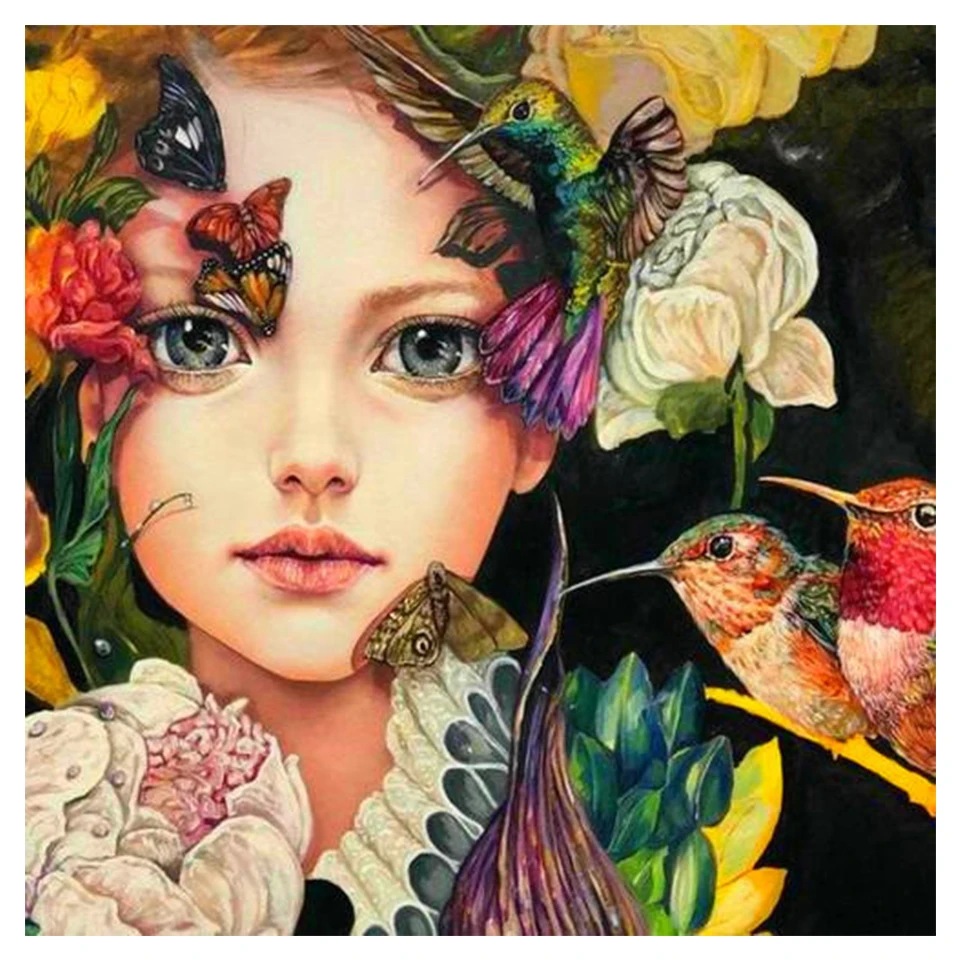 AMTMBS с рисунком Больших Глаз для девочек и брод Масло Набор рисования по номерам