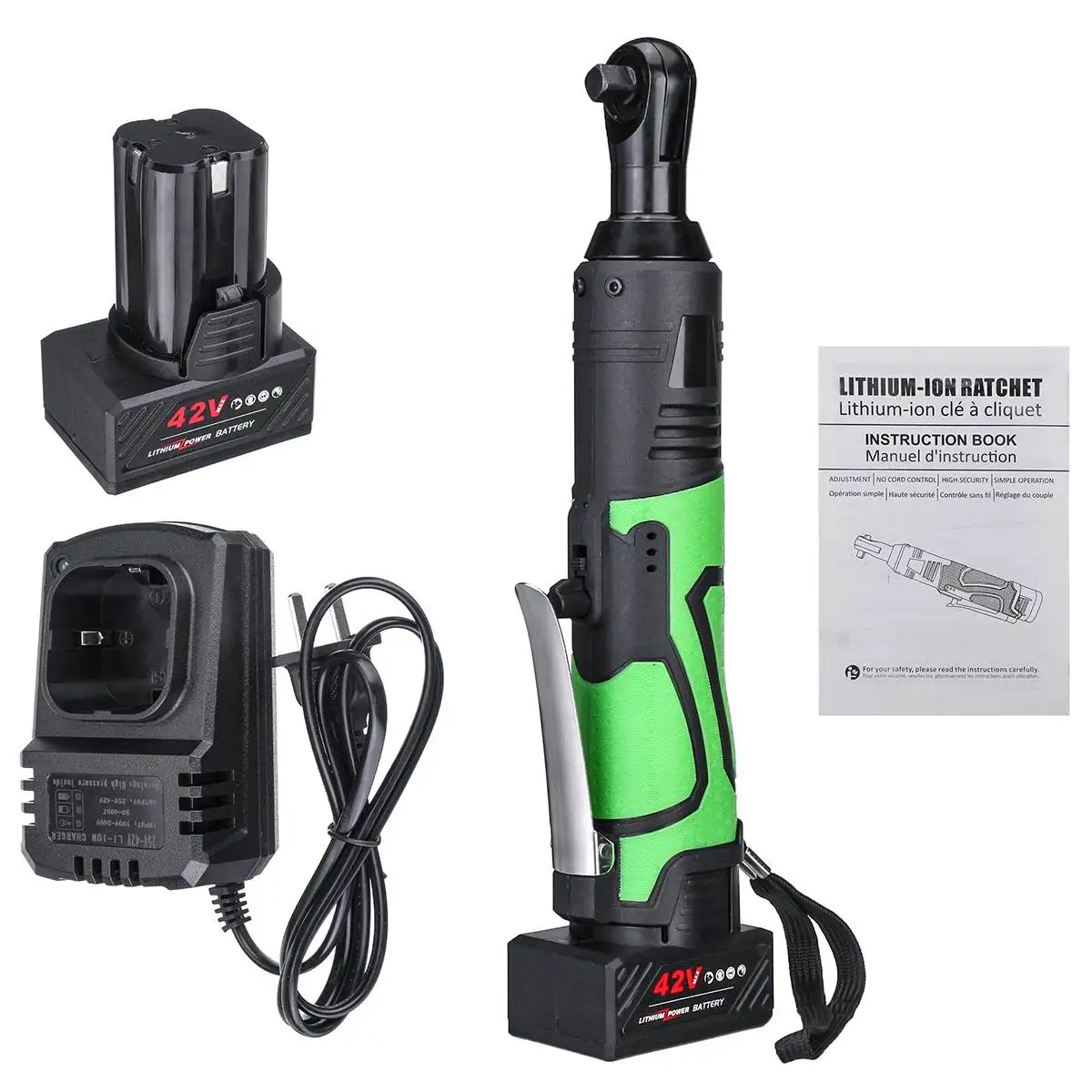 Гайковерт ударный аккумуляторный 3/8 нм 42 в дюйма с 2 литий-ионными аккумуляторами