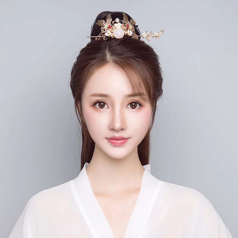 NiuShuya Ретро Hanfu аксессуары для волос Тиара с двойным лебедем в стиле Ципао корона