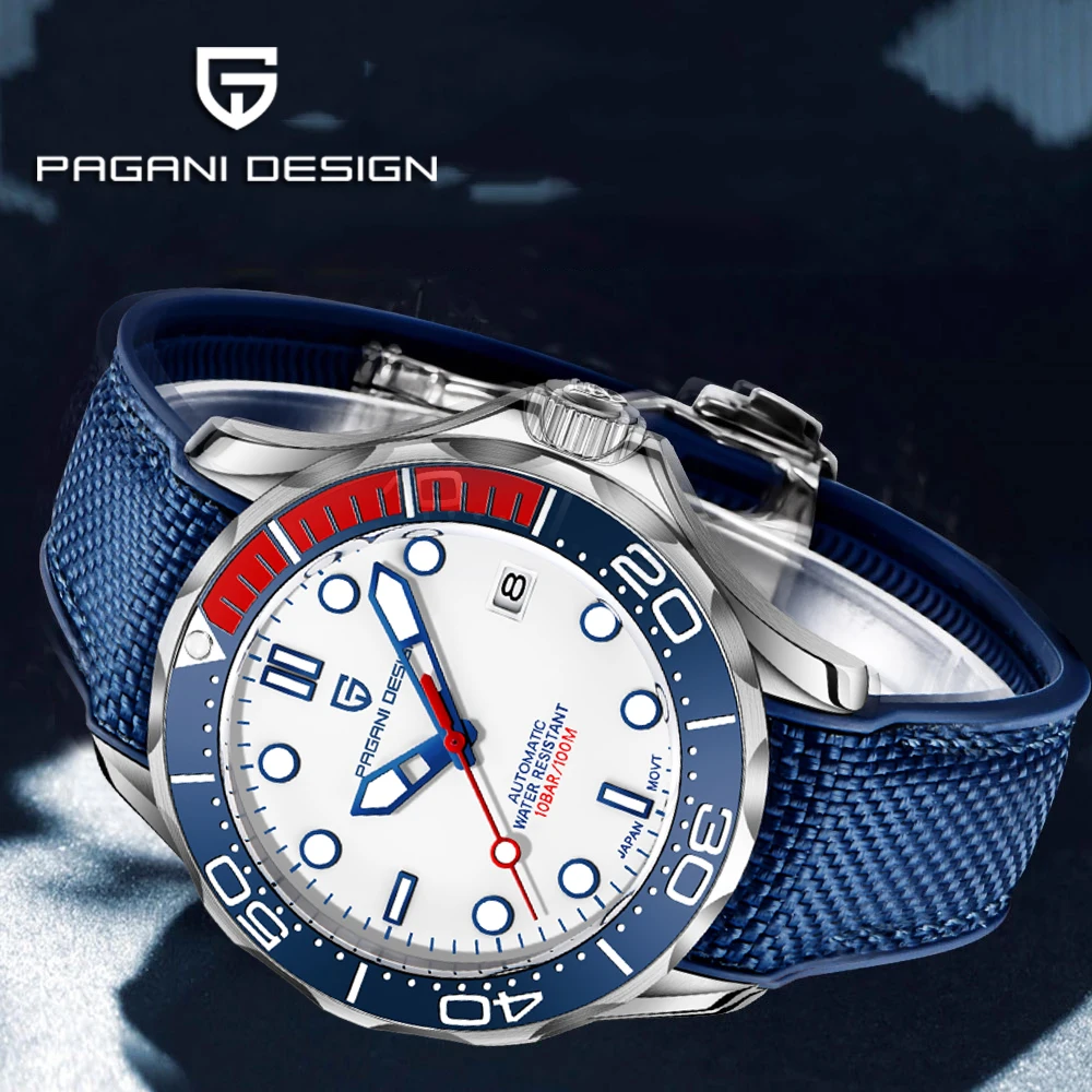 

PAGANI DESIGN Original Brand Men Watch Silicone Top 007 Commander Men Mechanical Wristwatch Japan NH35A Watches NH35A Dive clock