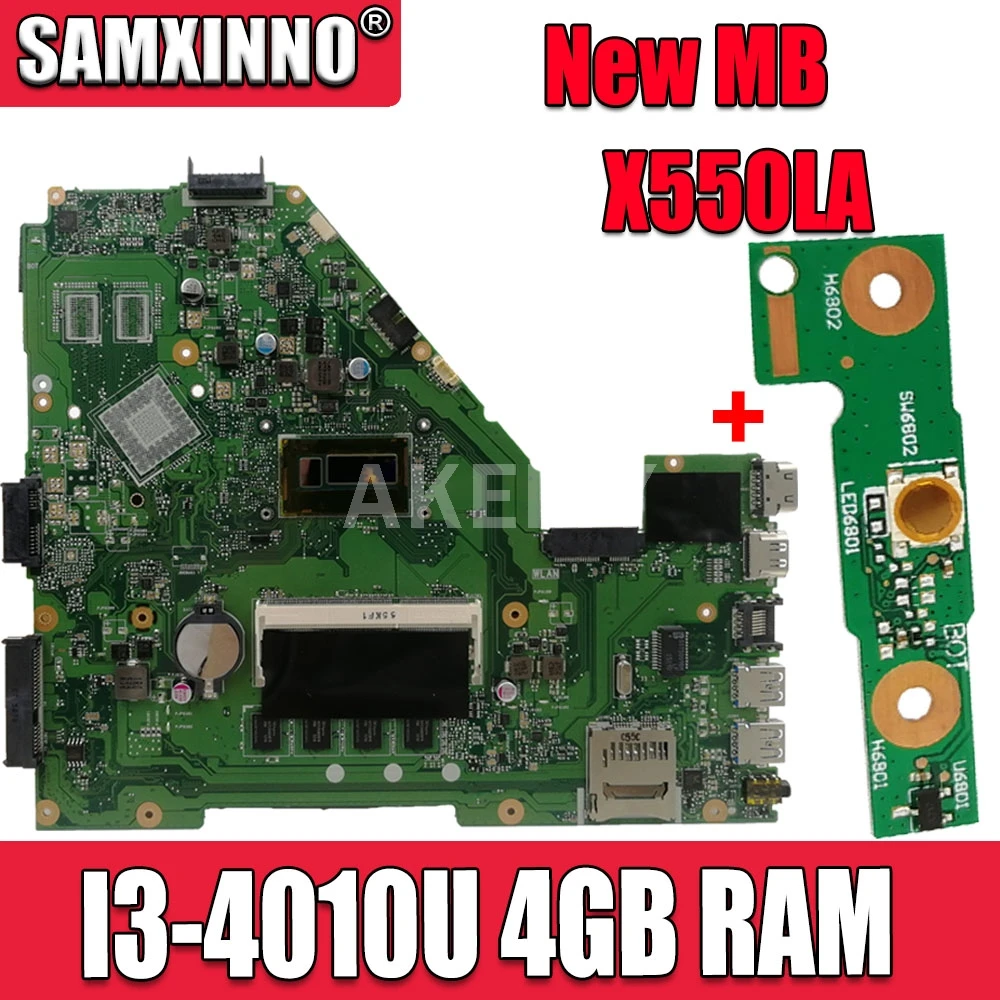 

Akemy X550LA Motherboard I3-4010U 4GB RAM For ASUS A550L X550LD R510L X550LC X550L X550LB laptop Motherboard Mainboard