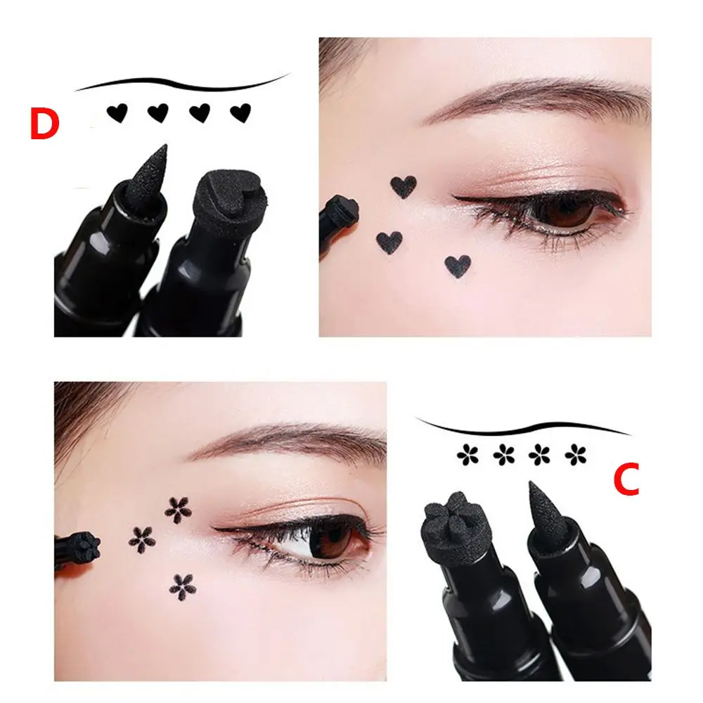 Двухсторонняя Водостойкая Подводка для глаз макияжа звезда сердце точка луна