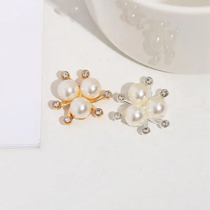 10PCS/SET Pearl Flower Rhinestone Buttons Sparkling Crystal Hairpins Decoration Clothes Sewing Accessories Exquisite Beautiful - купить по