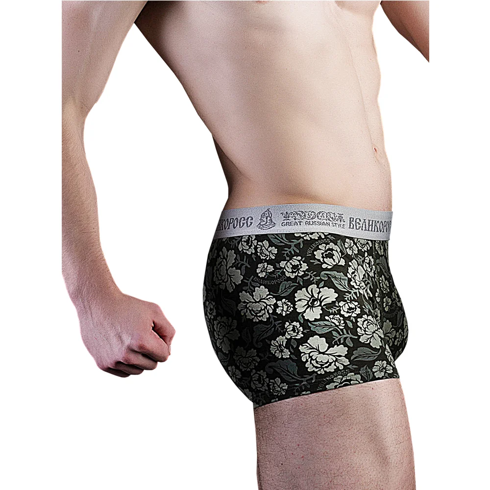 Трусы боксеры Великоросс зеленая хохлома хлопок ПИМа|Мужские трусы боксеры| |