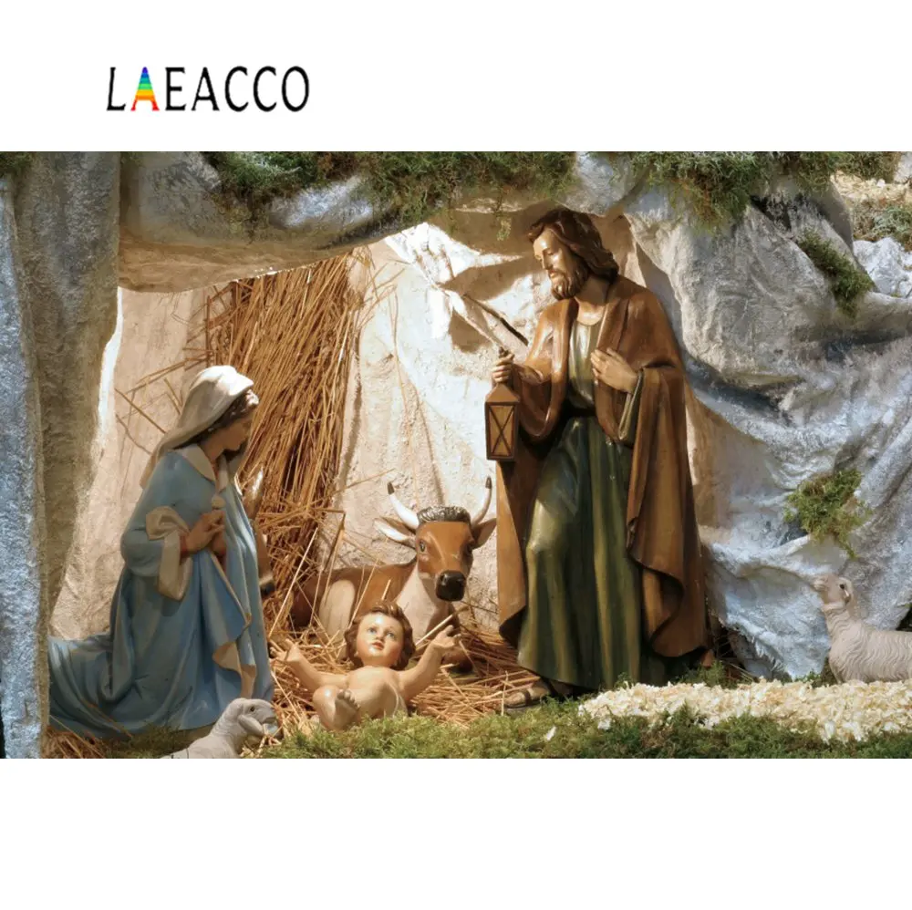 Laeacco Рождественские сцены Иисуса рождения христианский ребенок новорожденный