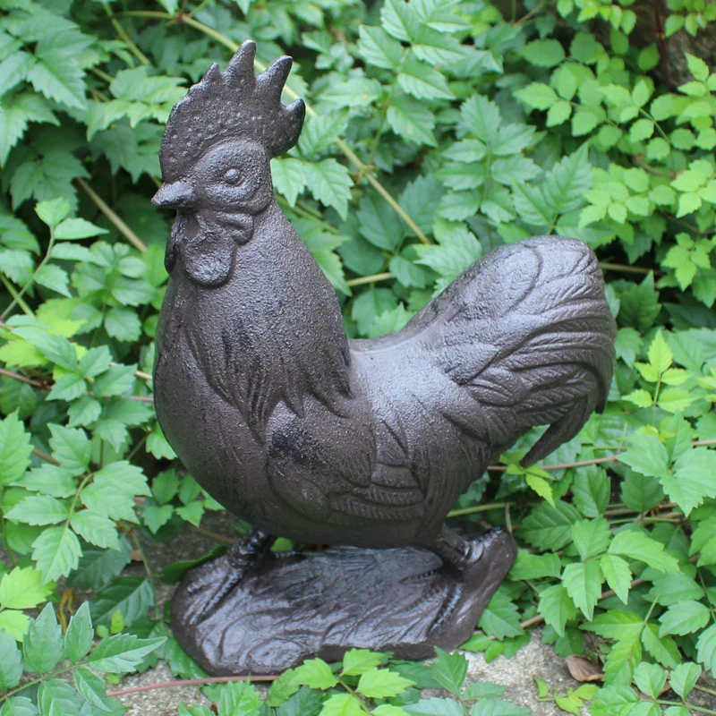 

Античный Черный большой петух чугунная фигурка сторона европейской страны ручной работы Домашний садовый декор винтажный металлический п...
