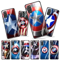captain america shield marvel for samsung galaxy s20 fe ultra note 20 s10 lite s9 s8 plus luxury tempered glass phone case cover