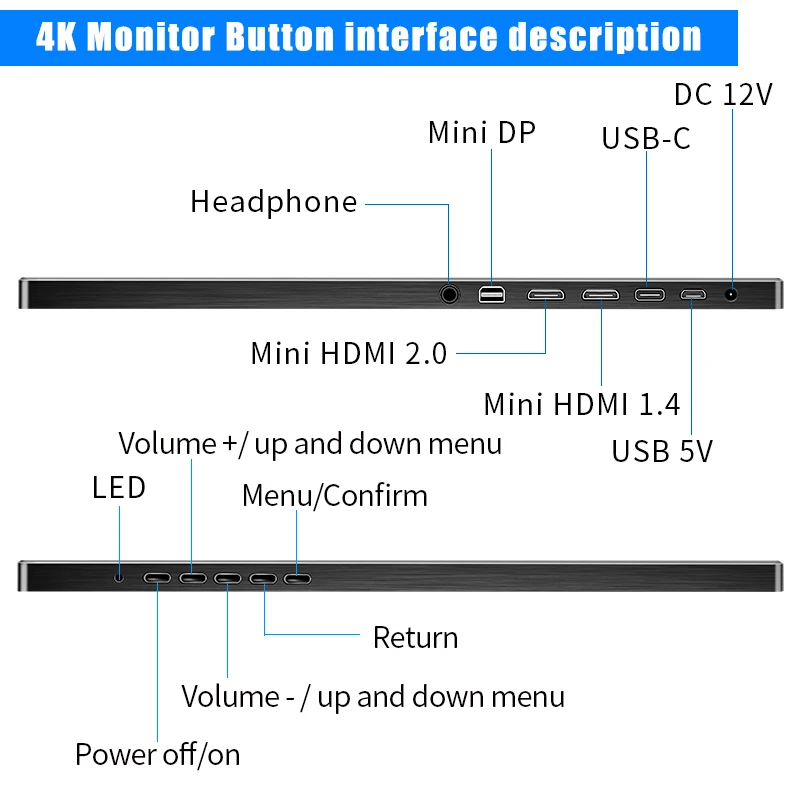 Портативный монитор 15,6 ''4K ips сенсорный экран lcd HD usb type C Дисплей для ПК ноутбука телефона PS4-switch-XBOX игровой монитор 1080p
