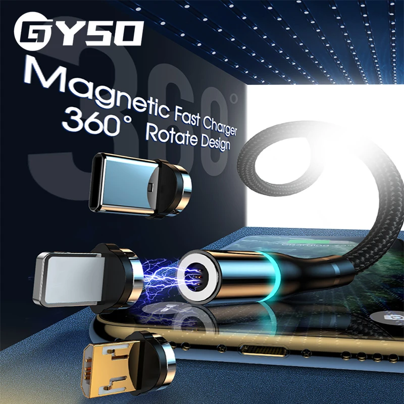 Магнитный кабель GYSO Micro USB Type-C 3 А быстрое зарядное устройство 0 провод шнур для