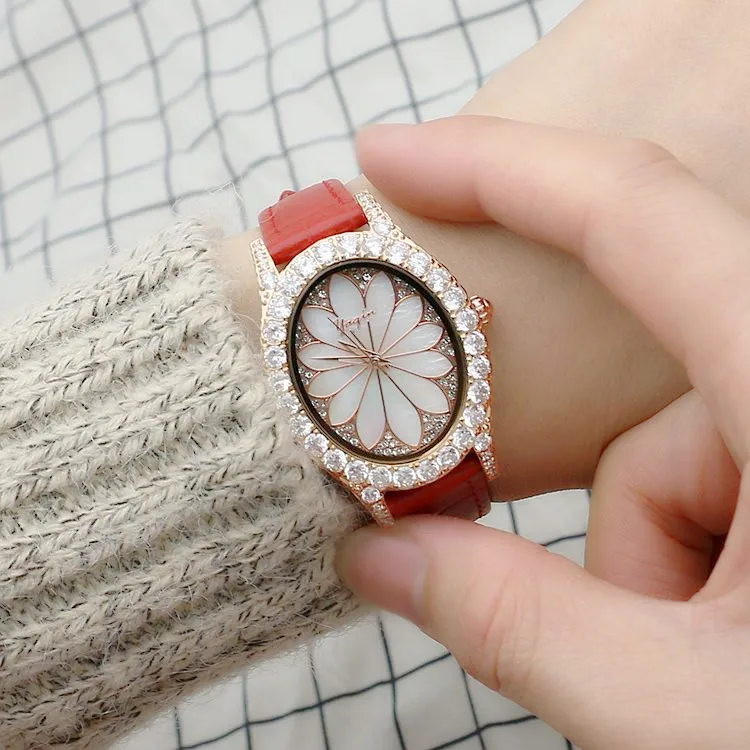 

High Quality Fashion Luxury Brand Women Watches Quartz Designer Top Flower Watch With Rhinestone Fritillaria Wristwatch Women